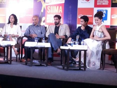 Rana Daggubati, Amala Paul and Taapsee Pannu at SIIMA Awards 2015 Press Conference