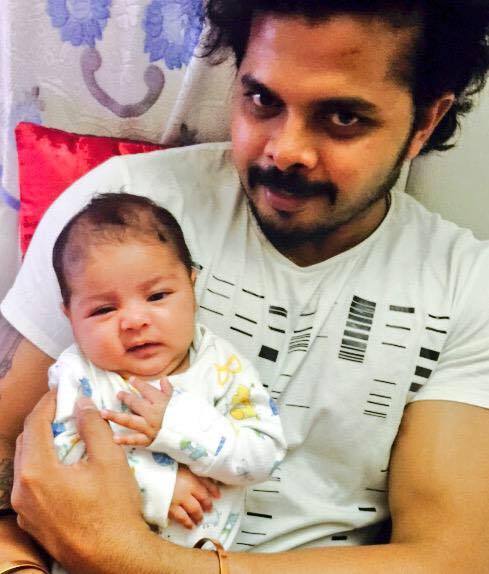 Sreesanth with her daughter Sreesanth,Sreesanth daughter,sreesanth daughter photos,Sreesanth daughter name