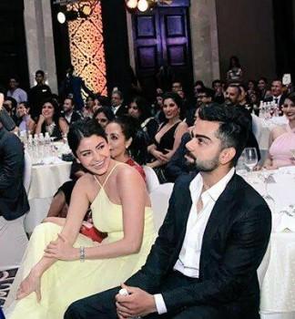 Indian cricketer Virat Kohli and Bollywood actress girlfriend Anushka Sharma walked the red carpet together for the first time at Vogue Beauty Awards 2015