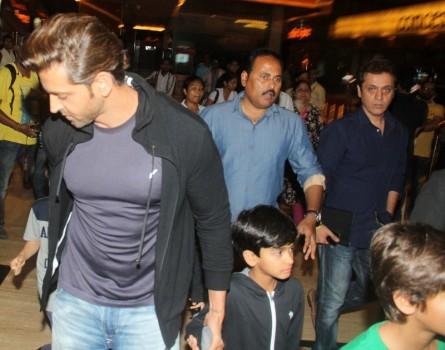 Bollywood Actor Hrithik Roshan snapped with his kids at PVR.