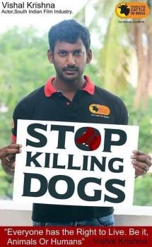 South Indian Actor Vishal and Gayathri Raghuram in Stop Killing Dogs Campaign.
