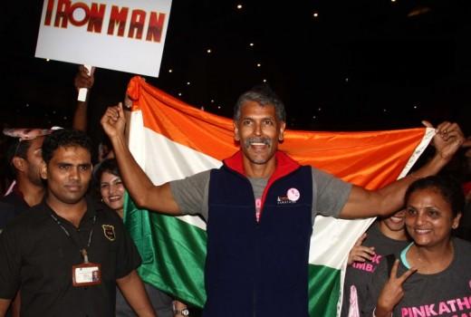 The 50 year-old recently achieved this feat and hence received a big welcome at the airport. The model was seen posing with the tricolor.