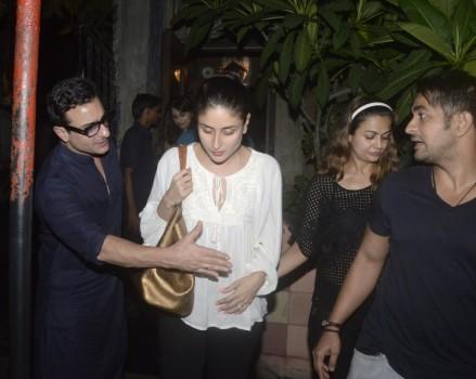 Bollywood Actor Saif Ali Khan, Kareena Kapoor Khan, Arbaaz Khan and Malaika Arora Khan spotted at Pali Bhavan restaurant in Bandra.