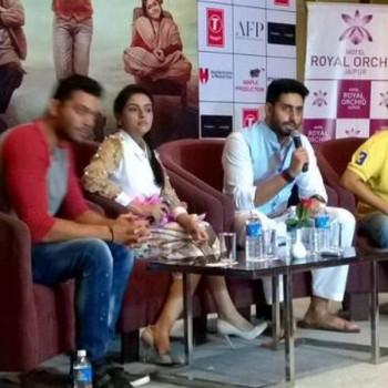 Bollywood Movie All is Well Press Meet in Jaipur. Abhishek Bachchan and Asin graced the event.