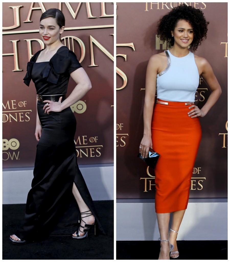 Emilia Clarke and Nathalie Emmanuel Game of thrones,Game of Thrones premiere,Game of Thrones season 5,Game of Thrones air date