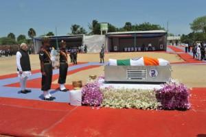 PM Narendra Modi arrives for President Kalam's funeral in Rameswaram,PM Narendra Modi arrives for President Kalam's funeral,Narendra Modi,President Kalam's funeral,APJ Abdul Kalam's funeral,Abdul Kalam,Abdul Kalam funeral,Modi