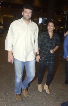 Bollywood Actress Vidya Balan and Siddharth Roy Kapur snapped at International Airport.