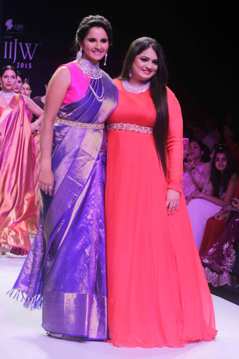 Indian Tennis Player Sania Mirza walks the ramp at India International Jewellery Week. Sania Mirza,Sania Mirza walks the ramp at India International Jewellery Week,Sania Mirza at India International Jewellery Week,IIJW 2015,IIJW,Sania Mirza at IIJW,Sania Mirza latest pics,Sania Mirza latest images,Sania Mirza latest photos,Sania Mirza lates