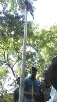 South Indian Actor Vishal celebrates 69th Independence Day by hoisting flag along with General Mithra Das.