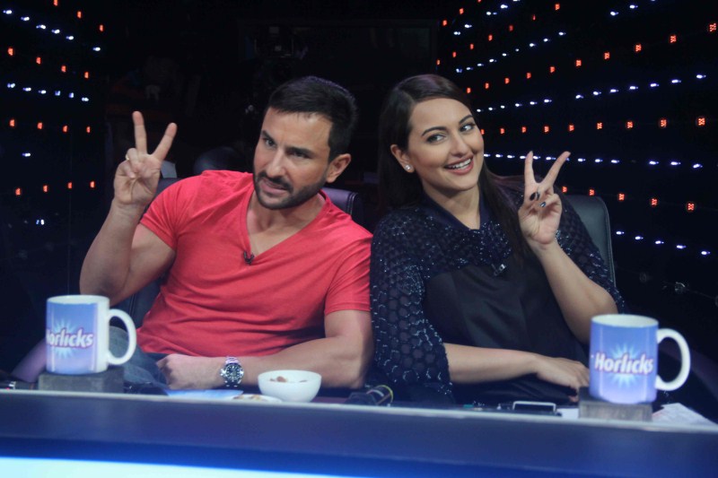 Photos of Promotion of Phantom on the sets of Indian Idol Junior 2015. Saif Ali Khan,Katrina Kaif,Sonakshi Sinha,Phantom movie promotion,Indian Idol Junior sets,Indian Idol Junior,indian idol junior 2015