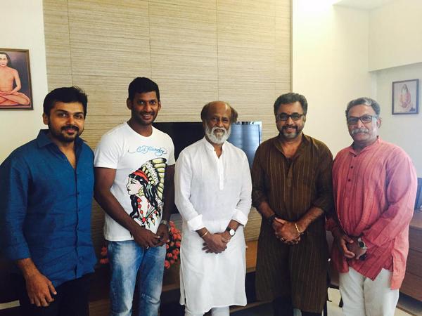 South Indian Actor Vishal, Karthi team meet Superstar Rajinikanth. Vishal,Karthi,Superstar Rajinikanth,Rajinikanth,Vishal,Karthi team meet Superstar Rajinikanth,Vishal,Karthi team meet Rajinikanth,Rajinikanth latest pics,Rajinikanth latest images,Rajinikanth latest photos,Rajinikanth latest stills,Rajinikanth latest pi