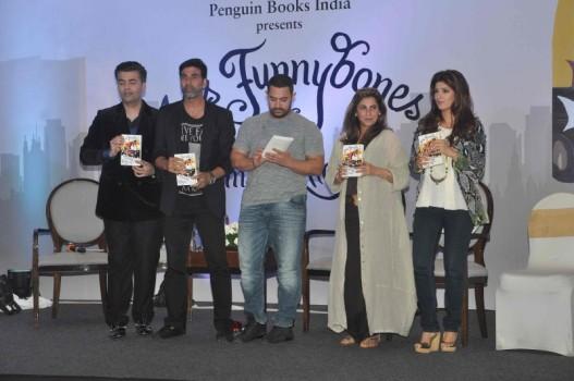 Actress turned interior designer-turned-writer Twinkle Khanna launched her first book Mrs Funnybones. Karan Johar, Akshay Kumar, Aamir Khan, Dimple Kapadia graced the event.