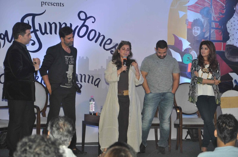 Actress turned interior designer-turned-writer Twinkle Khanna launched her first book Mrs Funnybones. Karan Johar, Akshay Kumar, Aamir Khan, Dimple Kapadia graced the event. Aamir Khan,Akshay Kumar,Karan Johar,Dimple Kapadia,Twinkle Khanna,Twinkle Khanna's book Mrs Funnybones,Mrs Funnybones,Funnybones,Sonali Bendre