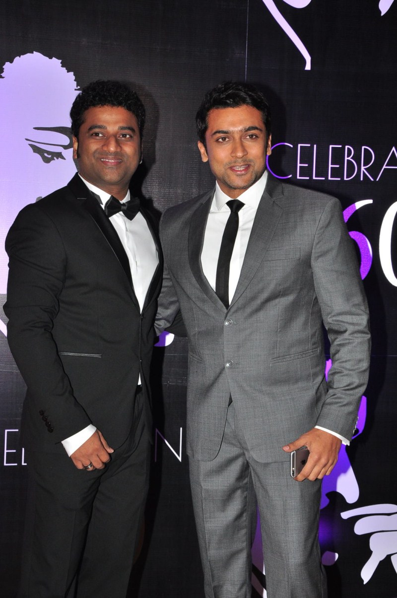 South Indian Actor Suriya and Devi Sri Prasad at Chiranjeevi's 60th Birthday Celebration. Suriya,Suriya at Chiranjeevi's 60th Birthday Celebration,Chiranjeevi's 60th Birthday Celebration,Chiranjeevi,Devi Sri Prasad