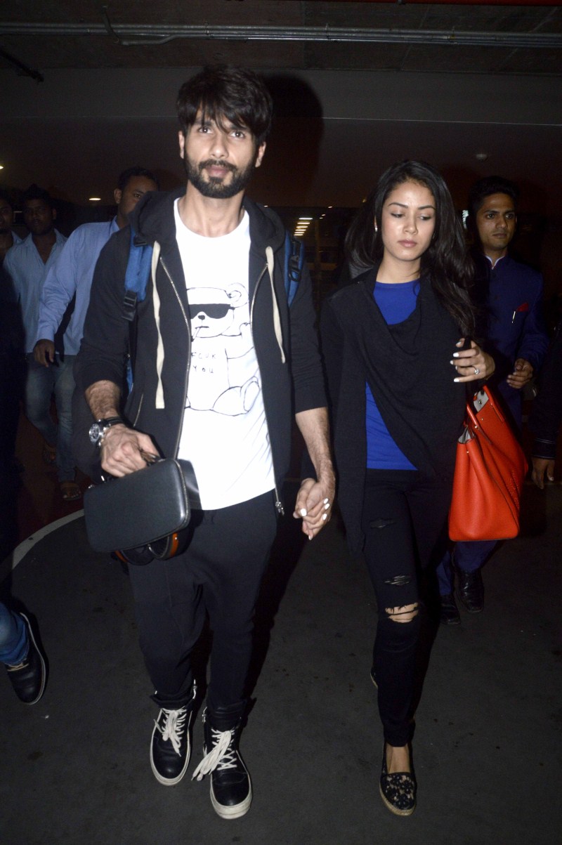 Photos of Bollywood Actor Shahid Kapoor wife Mira Rajput back from London holiday. Shahid Kapoor,Shahid Kapoor wife Mira Rajput,Mira Rajput,Shahid Kapoor And Mira Rajput Return From Honeymoon,Shahid Kapoor And Mira Rajput Honeymoon