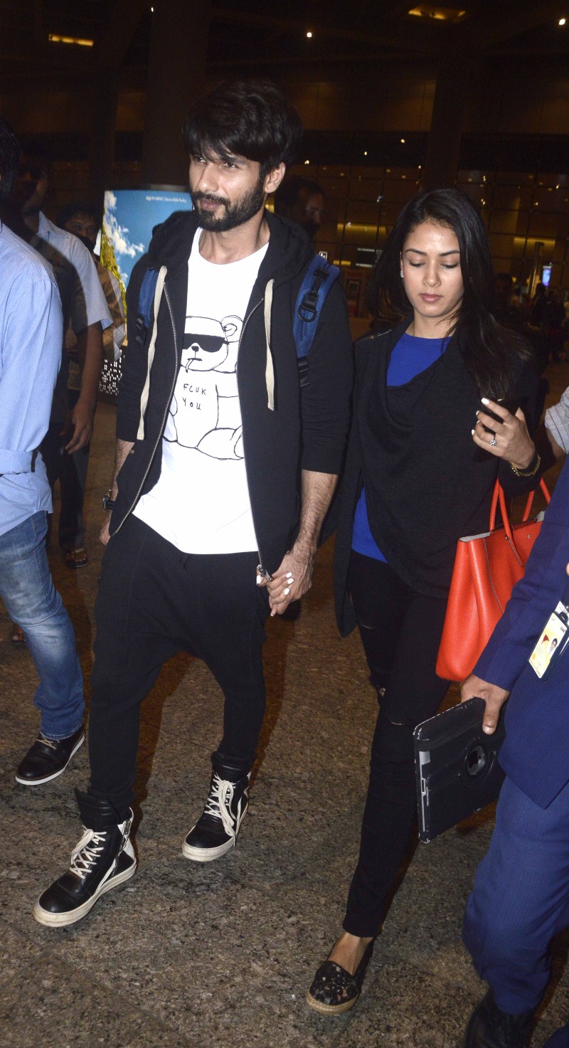Photos of Bollywood Actor Shahid Kapoor wife Mira Rajput back from London holiday. Shahid Kapoor,Shahid Kapoor wife Mira Rajput,Mira Rajput,Shahid Kapoor And Mira Rajput Return From Honeymoon,Shahid Kapoor And Mira Rajput Honeymoon
