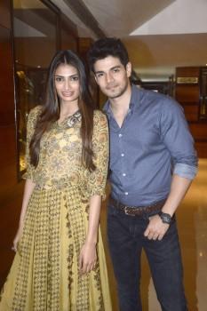 Photos of Suraj Pancholi and Athiya Shetty promote Hero Movie.