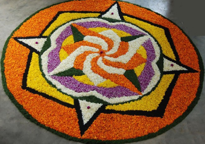 The harvest festival Onam is celebrated on the month of Chingam. Onam,onam 2015,onapookalam,onam pookalam designs,pookalam designs,best pookalam designs,simple pookalam designs,latest pookalam designs