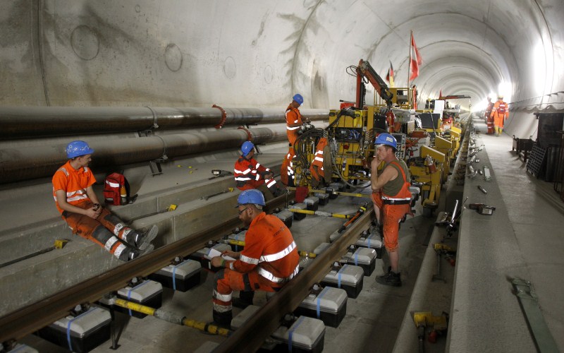 Progress on the NEAT Gotthard Base Tunnel, the world's longest train tunnel, that will allow for crossing the Alps at the end of 2016. World's longest tunnel,World's longest tunnel under Swiss Alps,tunnel under Swiss Alps,Tunnel through the Alps,Gotthard Base Tunnel,World's Longest Tunnel Drilled Under Swiss Alps,tunnel,longest tunnel