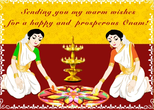 The 10-days-long harvest festival Onam is celebrated from Atham to Thiruvonam. Onam greetings,onam wishes,onam 2015 greetings,onam picture greetings