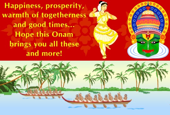 The 10-days-long harvest festival Onam is celebrated from Atham to Thiruvonam. Onam greetings,onam wishes,onam 2015 greetings,onam picture greetings