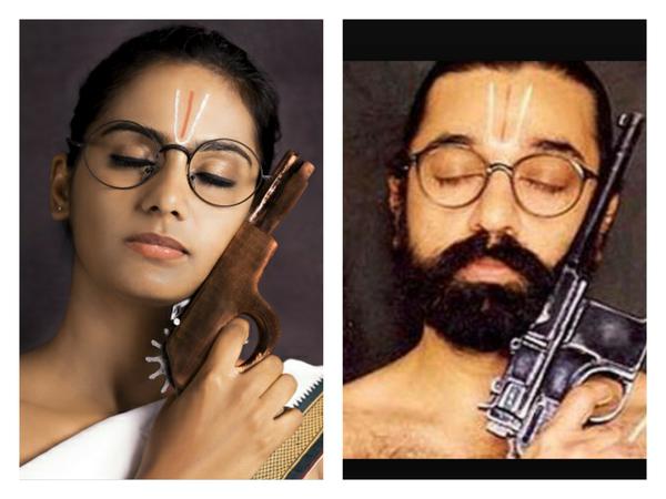 News Actress Lakshmi Priyaa Chandramouli's Tribute to Ulaga Nayagan Kamal Haasan. Kamal Hassan,Ulaga Nayagan Kamal Hassan,Lakshmi Priyaa Chandramouli,Lakshmi Priyaa Chandramouli as Kamal Hassan,Lakshmi Priyaa Chandramouli photoshoot,actress Lakshmi Priyaa Chandramouli