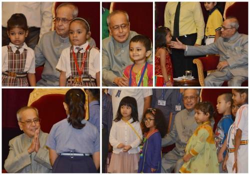 Indian President Pranab Mukherjee Celebrated Raksha Bandhan with Kids on Saturday at Rashtrapati Bhavan