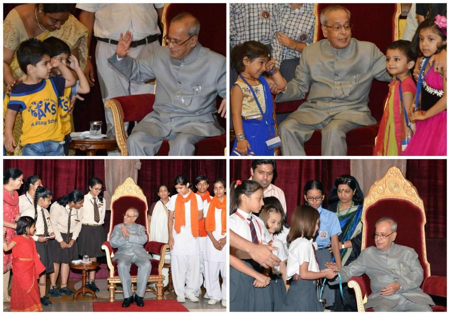 Indian President Pranab Mukherjee Celebrated Raksha Bandhan with Kids on Saturday at Rashtrapati Bhavan President of India,Pranab Mukherjee,Pranab Mukherjee rakhi,Raksha Bandhan