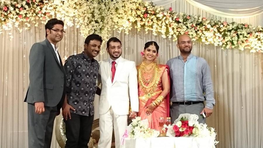Celebrities from Malayalam entertainment industry attended the wedding receptiion of Muktha and Rinku Tomy. Muktha,muktha wedding reception,muktha reception photos,muktha rinku wedding reception