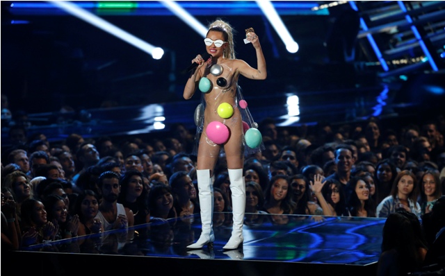 Singer and show host Miley Cyrus attended 2015 MTV Video Music Awards in Los Angeles, California. Miley cyrus,miley cyrus weird dressing,miley cyrus at MTV awards 2015,MTV Video Music Awards,miley cyrus MTV Video Music Awards