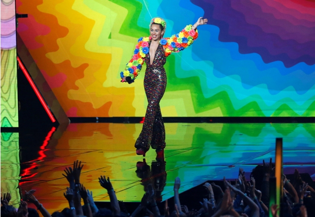 Singer and show host Miley Cyrus attended 2015 MTV Video Music Awards in Los Angeles, California. Miley cyrus,miley cyrus weird dressing,miley cyrus at MTV awards 2015,MTV Video Music Awards,miley cyrus MTV Video Music Awards