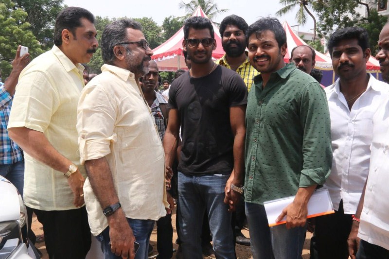 South Indian Actor Vishal and Karthi at Nadigar Sangam Press Meet. Vishal,Karthi,Vishal and Karthi at Nadigar Sangam Press Meet,Nadigar Sangam Press Meet,Nadigar Sangam,Vishal and Karthi,vishal krishna,Nadigar Sangam Press Meet pics,Nadigar Sangam Press Meet images,Nadigar Sangam Press Meet photos,Nadigar Sangam Press Me