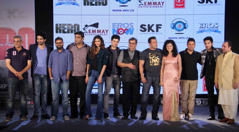 Photos of Salman Khan, Sooraj Pancholi and Athiya Shetty at Hero Music Launch. Salman Khan,Sooraj Pancholi,Athiya Shetty,Hero Music Launch,Hero Audio Launch,Hero,Hero Music,Hero Audio