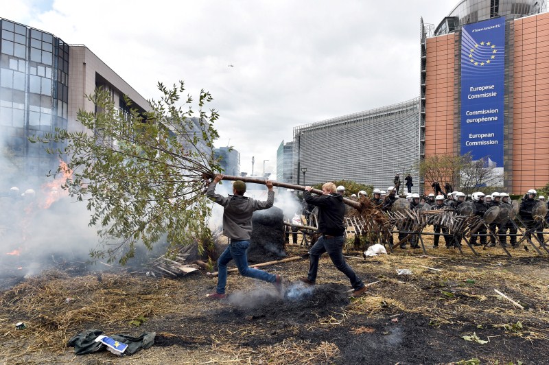 Thousands of farmers gather in the European capital calling for more help with low prices and high costs. EU Farmers,EU Farmers protest,Farmers protest against Price Slump,Price Slump,Farmers protest,milk prices,protest