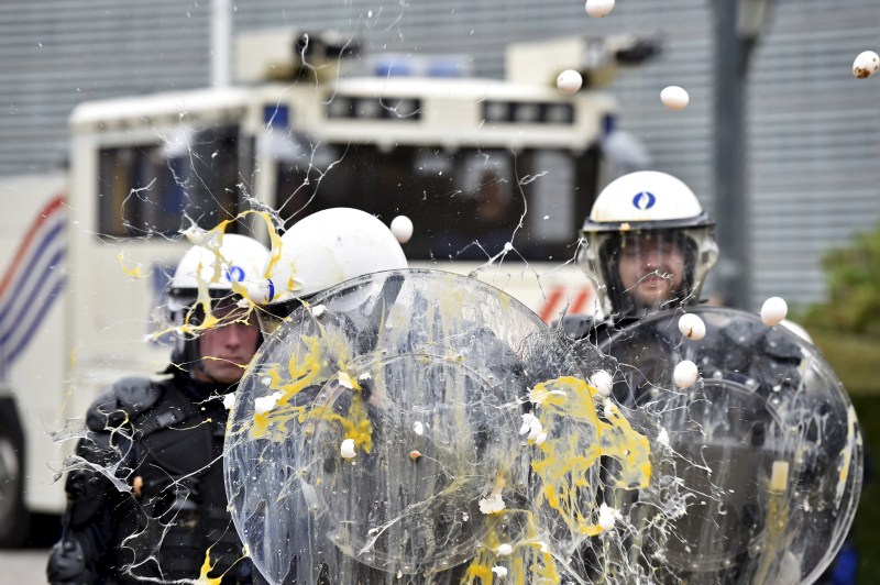 Thousands of farmers gather in the European capital calling for more help with low prices and high costs. EU Farmers,EU Farmers protest,Farmers protest against Price Slump,Price Slump,Farmers protest,milk prices,protest