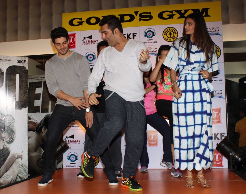 Bollywood Actor Suraj Pancholi and Actress Athiya Shetty Promote Hero Movie at Gold Gym in Bandra. Suraj Pancholi,Athiya Shetty,Suraj Pancholi and Athiya Shetty,Hero Movie promotion at Gold Gym Bandra,Hero Movie promotion,bollywood movie hero