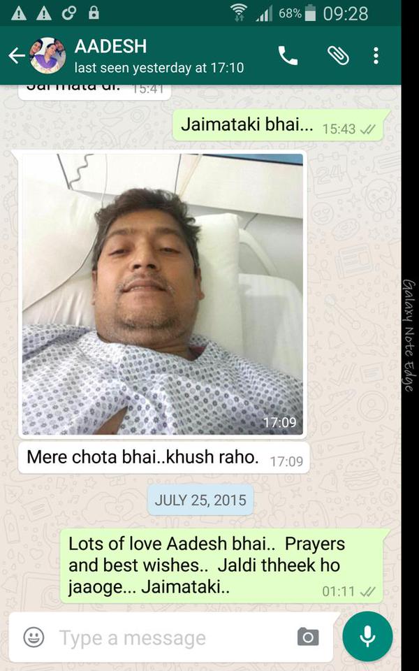 Music composer and singer Aadesh Shrivastava died of cancer in Kokilaben Hospital on 5 September. Sonu nigam,Aadesh Shrivastava,Aadesh Shrivastava sonu nigam,Aadesh Shrivastava whatsapp,Whatsapp message by Aadesh Shrivastava