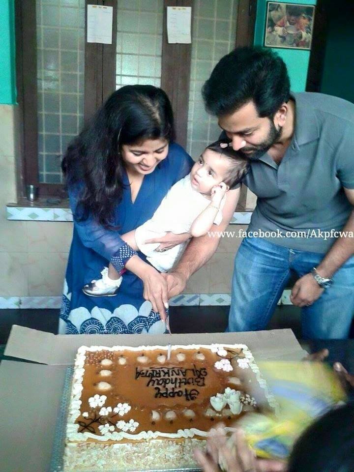 South Indian star Prithviraj's daughter Alankrita Menon celebrates her first birthday on 8 September 2015. Alankrita Menon,Alankrita birthday,prithviraj's daughter,prithviraj daughter birthday,alankrita first birthday celebrations