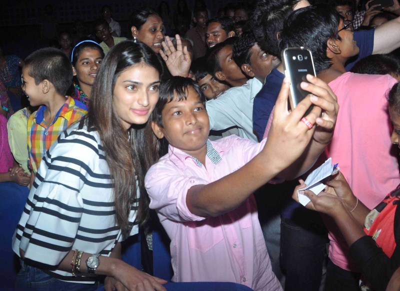 Bollywood Actress Athiya Shetty and Actor Sooraj Pancholi at Hero Special Screening for NGO Kids. Athiya Shetty,Sooraj Pancholi,Athiya Shetty and Sooraj Pancholi,Hero Special Screening for NGO Kids,Hero Screening for NGO Kids,NGO Kids,Hero Special Screening