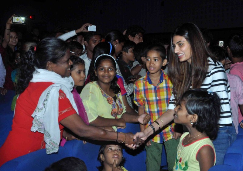 Bollywood Actress Athiya Shetty and Actor Sooraj Pancholi at Hero Special Screening for NGO Kids. Athiya Shetty,Sooraj Pancholi,Athiya Shetty and Sooraj Pancholi,Hero Special Screening for NGO Kids,Hero Screening for NGO Kids,NGO Kids,Hero Special Screening