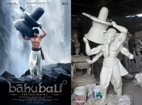 Here are the photos of Ganesh Chaturthi Idols inspired by Prabhas' Baahubali the Beginning. The Vinayaka idols styled after Bahubali have become a biog trend of this Vinayaka Chavithi.