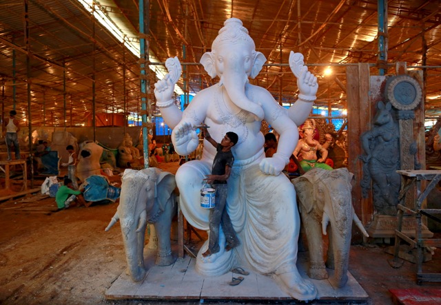 Ganesh Chaturthi is celebrated in India to honour of the elephant-headed Lord Ganesha. Ganesh Chathurthi,Ganesh Chathurthi 2015,Ganesh Chathurthi idols,lord ganesha idols,Ganesh Chathurthi photos