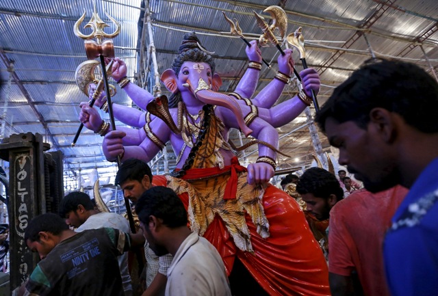Ganesh Chaturthi is celebrated in India to honour of the elephant-headed Lord Ganesha. Ganesh Chathurthi,Ganesh Chathurthi 2015,Ganesh Chathurthi idols,lord ganesha idols,Ganesh Chathurthi photos