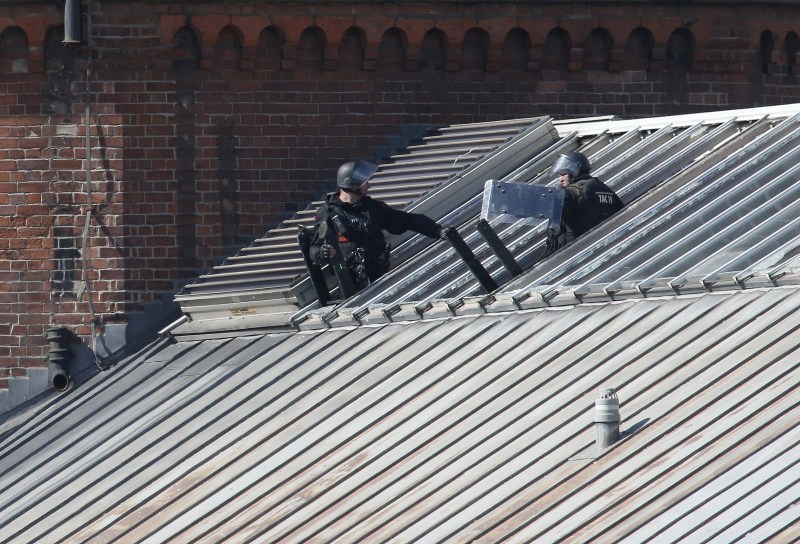 Prisoner Stuart Horner, a convicted murderer, has spent two nights on the roof of Manchester's 'Strangeways' prison to protest conditions inside the jail. Stuart Horner,Prison Roof Protest,Roof Protest,killer Stuart Horner,Manchester,Strangeways