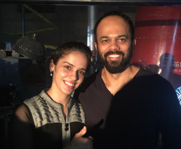 Badminton star Saina Nehwal met Bollywood King Khan during the shooting of his upcoming film 'Dilwale'. Saina nehwal,saina nehwal shah rukh khan,shah rukh khan meets saina nehwal,saina nehwal meets shah rukh khan