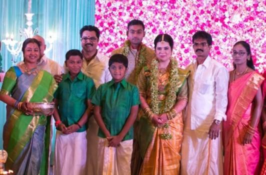 The engagement of Raadhika Sarathkumar's daughter Rayanne and cricketer Abhimanyu Mithun was held in Chennai on Wednesday, 23 September.