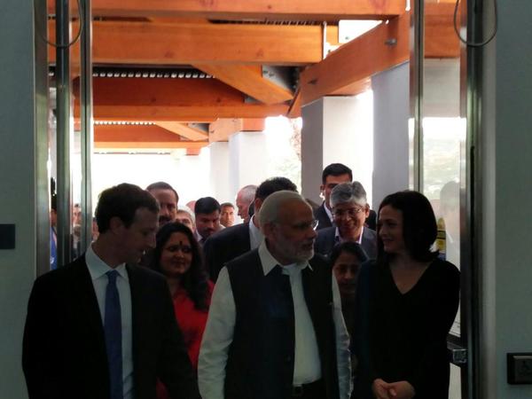 PM Modi arrives at Facebook HQ to address Townhall Q&A with Mark Zuckerberg in Menlo Park, California Narendra Modi,Prime Minister Narendra Modi at Facebook headquarters,Narendra Modi at Facebook headquarters,Facebook headquarters,Mark Zuckerberg