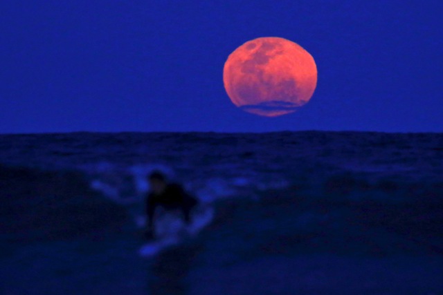 The total 'supermoon' lunar eclipse, also known as a 'blood moon' is one that appears bigger and brighter than usual as it reaches the point in its orbit that is closest to Earth. Supermoon photos,blood moon photos,supermoon live,supermoon in india 2015,supermoon pictures from world,blood moon real photos,supermoon real photos,Blood Moon 2015