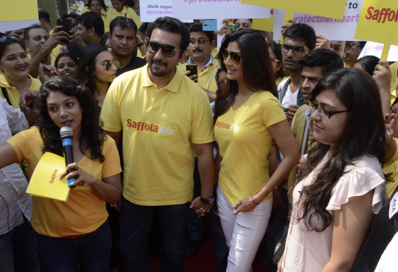 Bollywood actress Shilpa Shetty and Raj Kundra celebrated World Heart Day by participating in a unique kind of an event. Shilpa Shetty,Raj Kundra,World Heart Day,Shilpa Shetty and Raj Kundra,Shilpa Shetty and Raj Kundra celebrate World Heart Day
