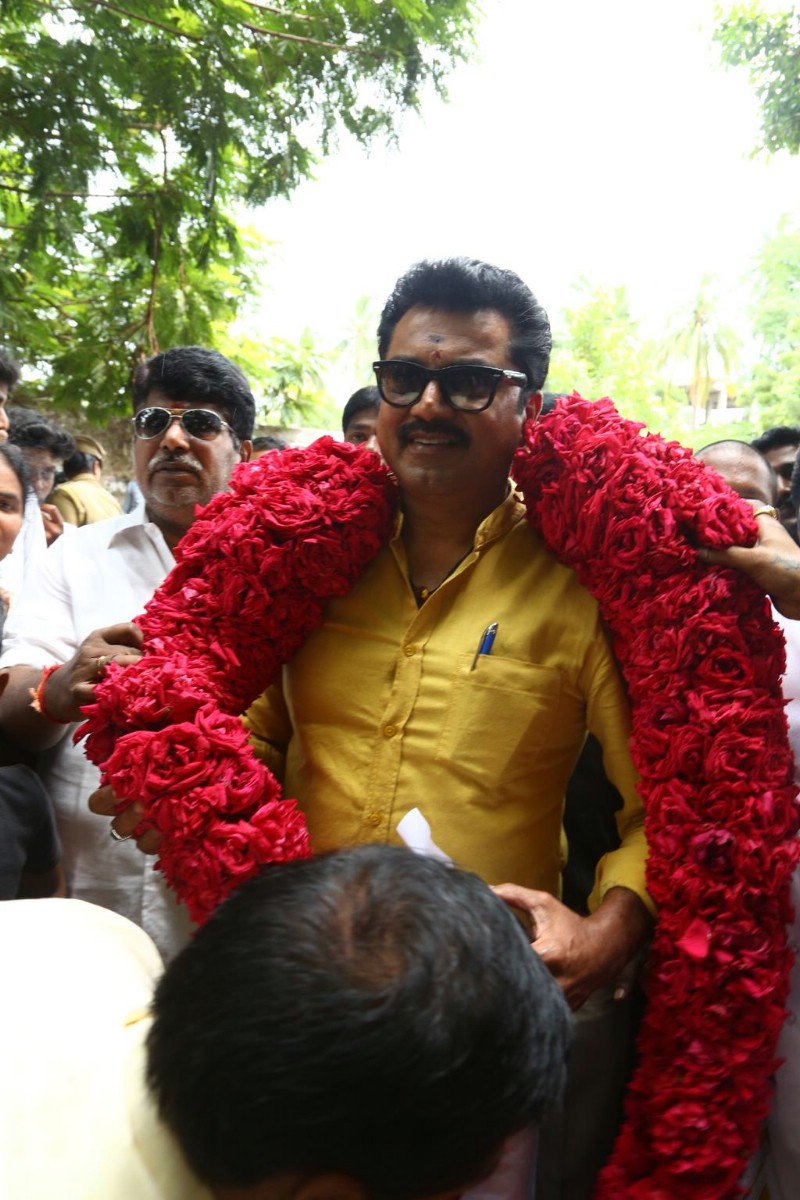 Sarathkumar the current president of South Indian Artistes Association (SIAA) along with his team members files nomination for Nadigar Sangam elections. Sarathkumar,Sarath kumar,Nadigar Sangam elections,Nadigar Sangam,SIAA,South Indian Artistes Association,radha ravi,Sarath Kumar files nomination for Nadigar Sangam elections,Sarath Kumar files nomination
